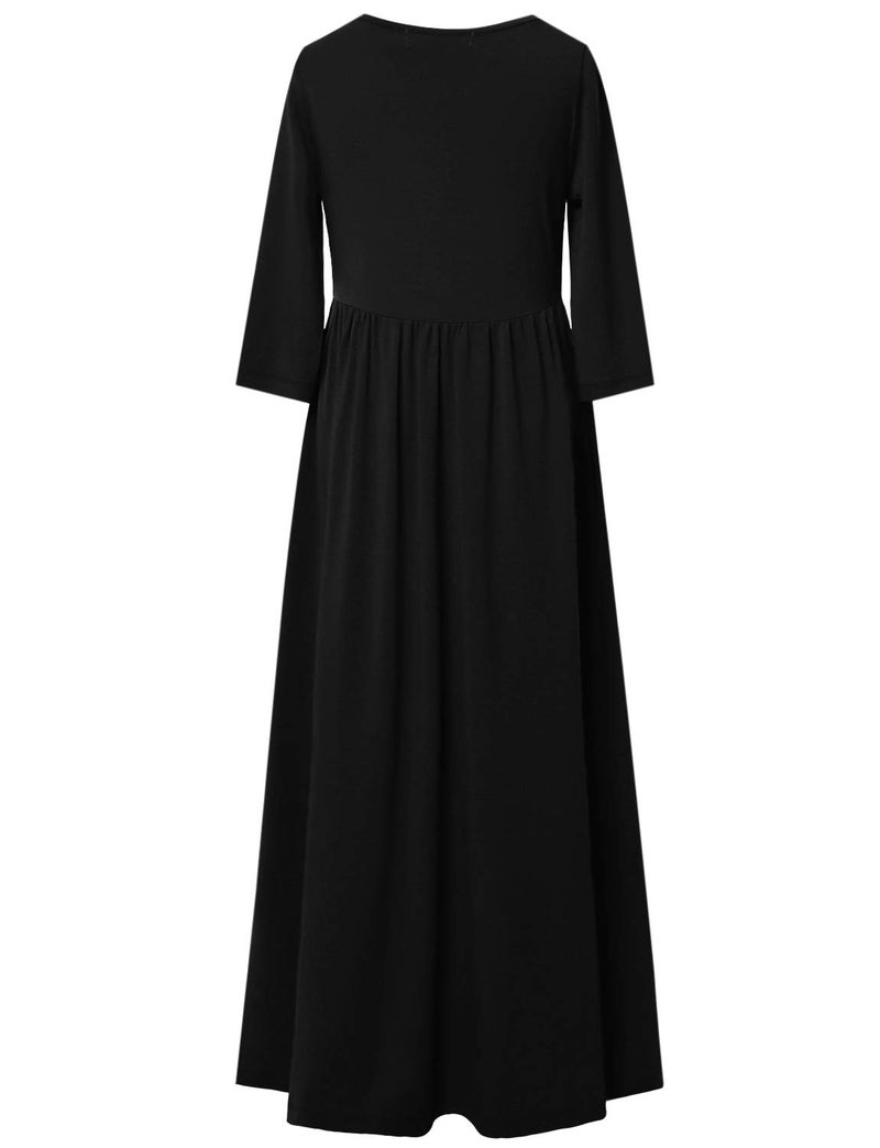 QPANCY Girls Maxi Dresses 7-16 Black Long Dress Floor Length Dress Elbow Sleeve - Image 2